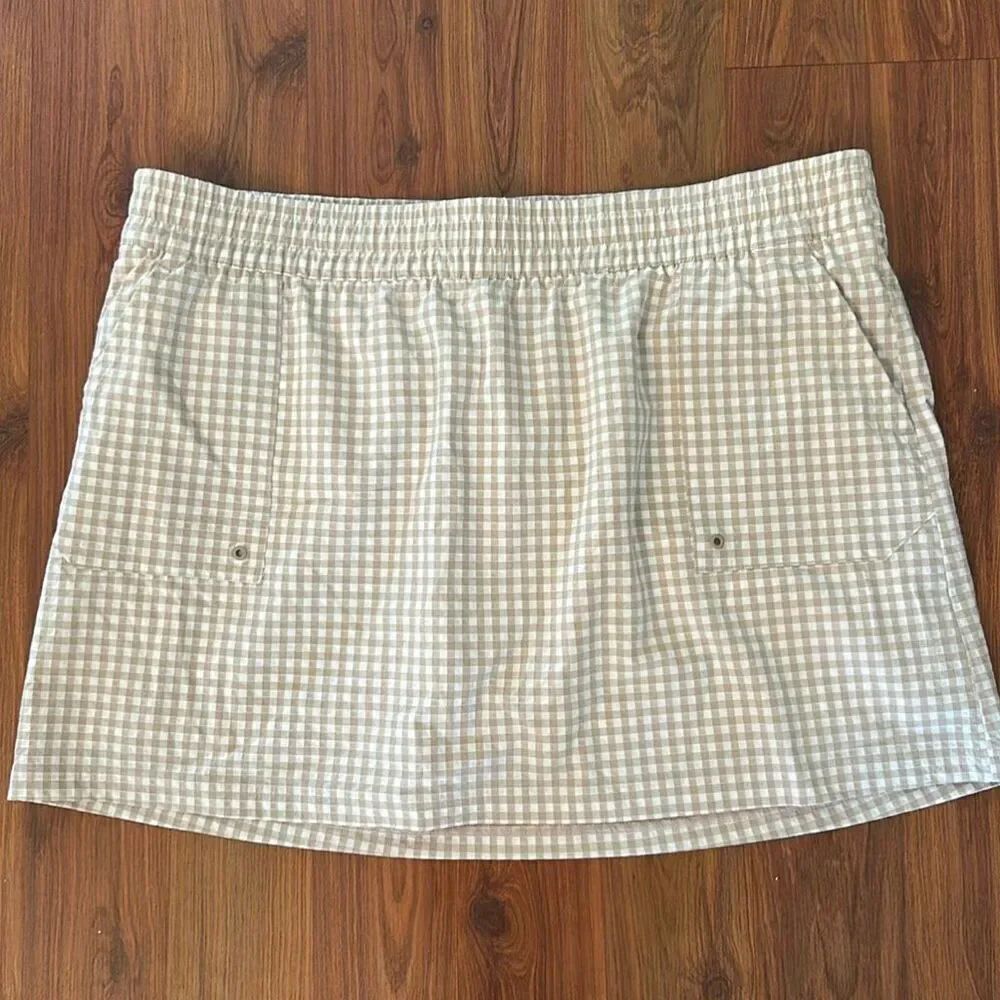 Adidas beige white gingham skort tennis skirt skort size 2xl